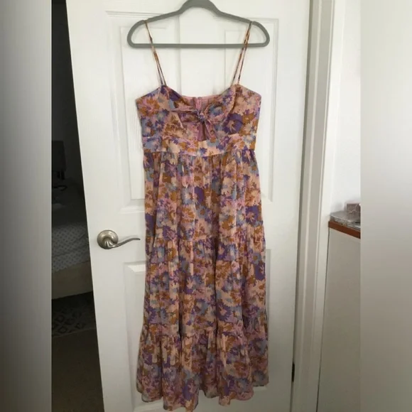 Zimmermann Violet cotton tie front midi floral dress ALTERED - Picture 2 of 9